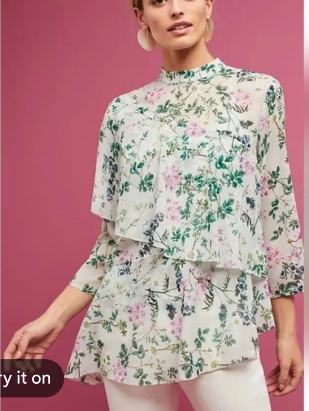 Anthropologie Hemant Nandita Courtney Chiffon Blouse Medium